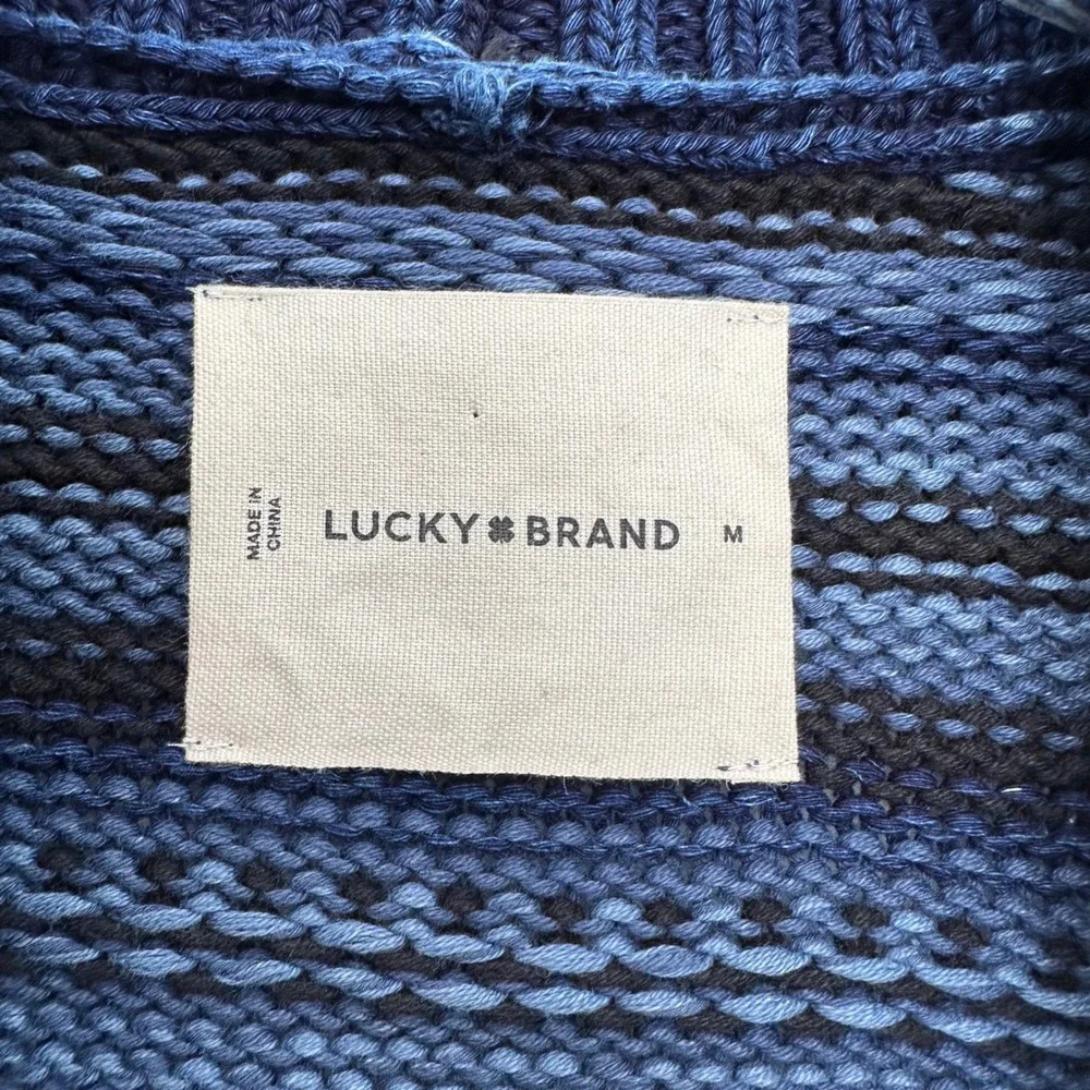 Lucky Brand Heritage Cardigan Women M Blue Heavy Knit Aztec Southwestern NWT